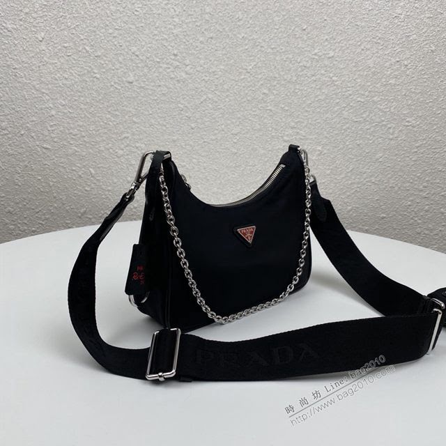 prada女包 普拉達專櫃最新爆款 1BH204 Prada新款nylon Hobo手拎斜挎包 腋下包  pyd2298